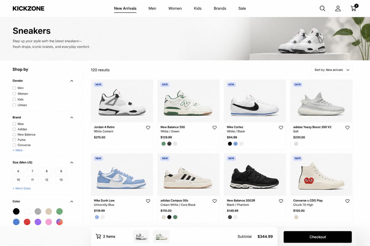 KickZone — Shopify store we designed and built