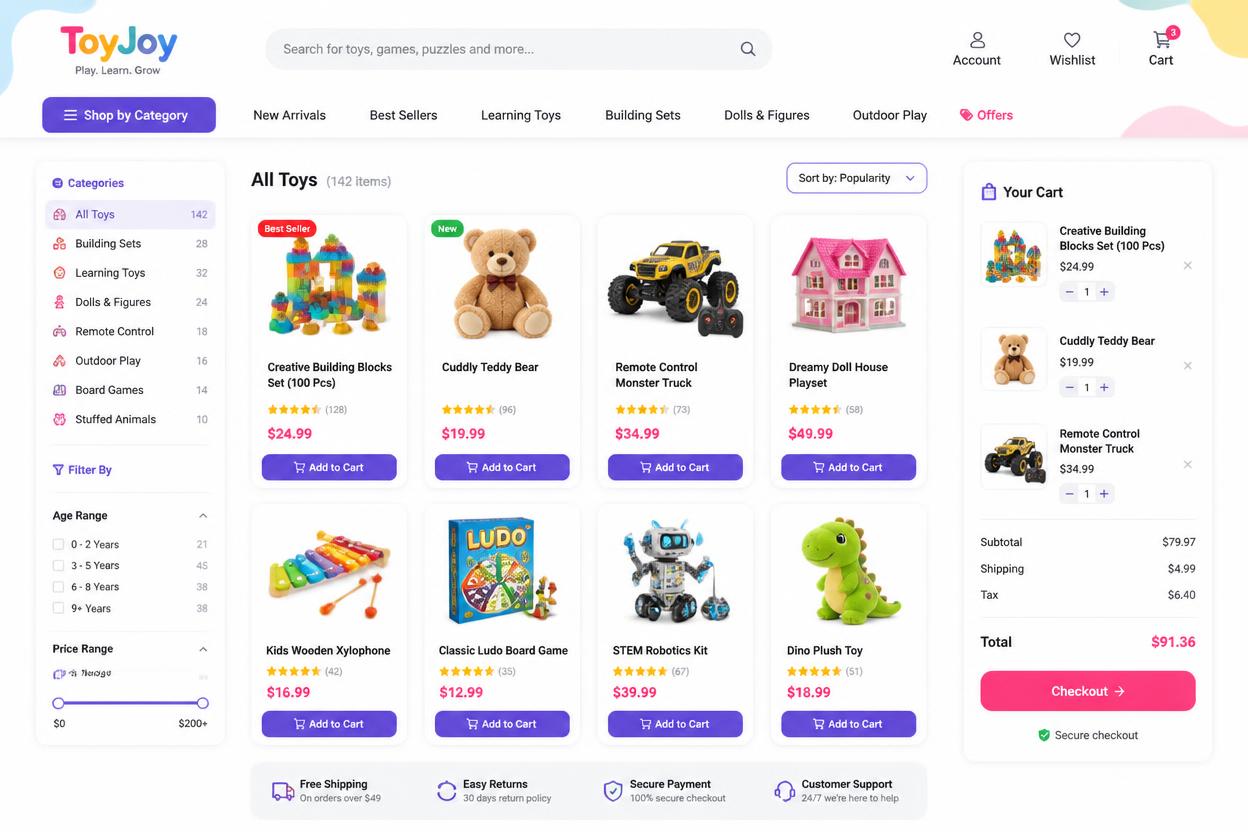 ToyJoy — Shopify store we designed and built